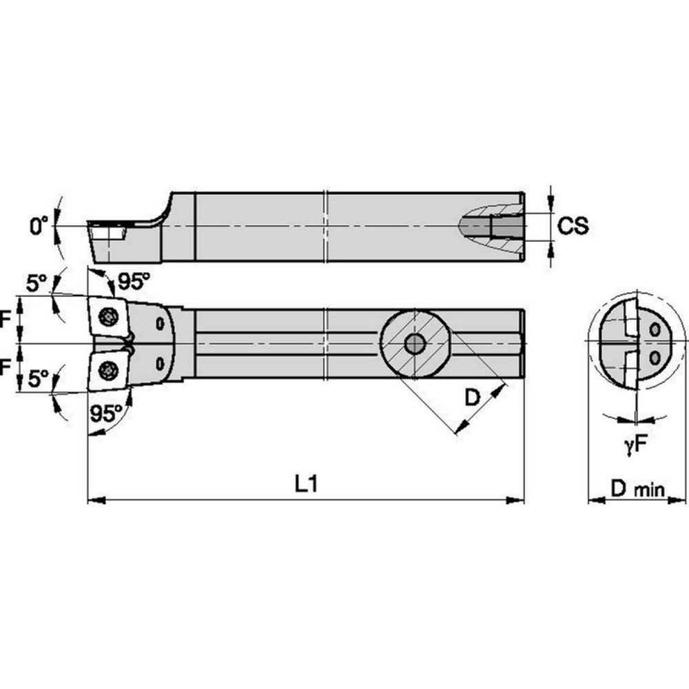 Kennametal Indexable Boring Bar: A12SCLPR3D, 26.16 mm Min Bore, Right Hand, 19.05 mm Shank Dia, 5 deg Lead, Steel - 1094759