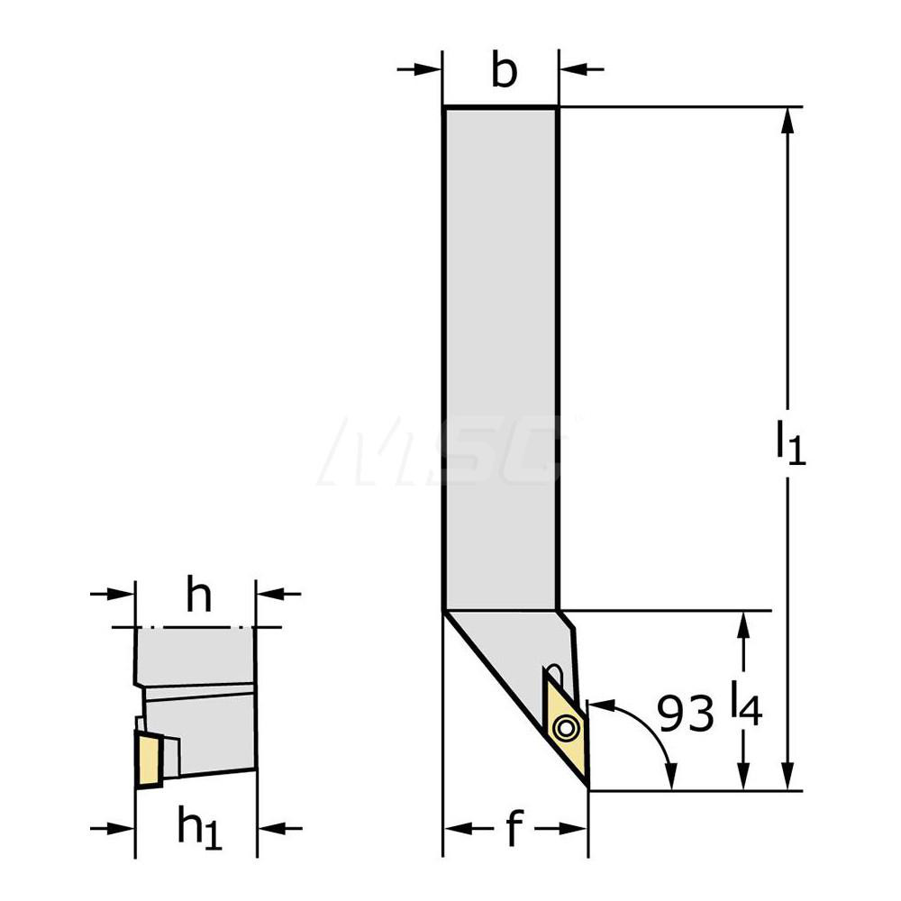 Walter Indexable Turning Toolholder: SVJBR16-3D, 93.0 deg Lead Angle, Screw - 5028504
