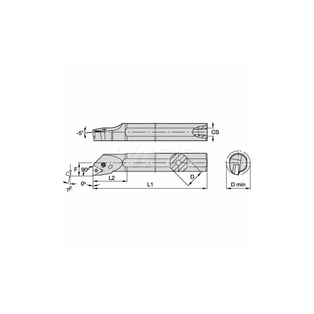 Kennametal Indexable Boring Bar: A20SPTFNR11, 25.00 mm Min Bore, Right Hand, 20.00 mm Shank Dia, Steel - 2447536