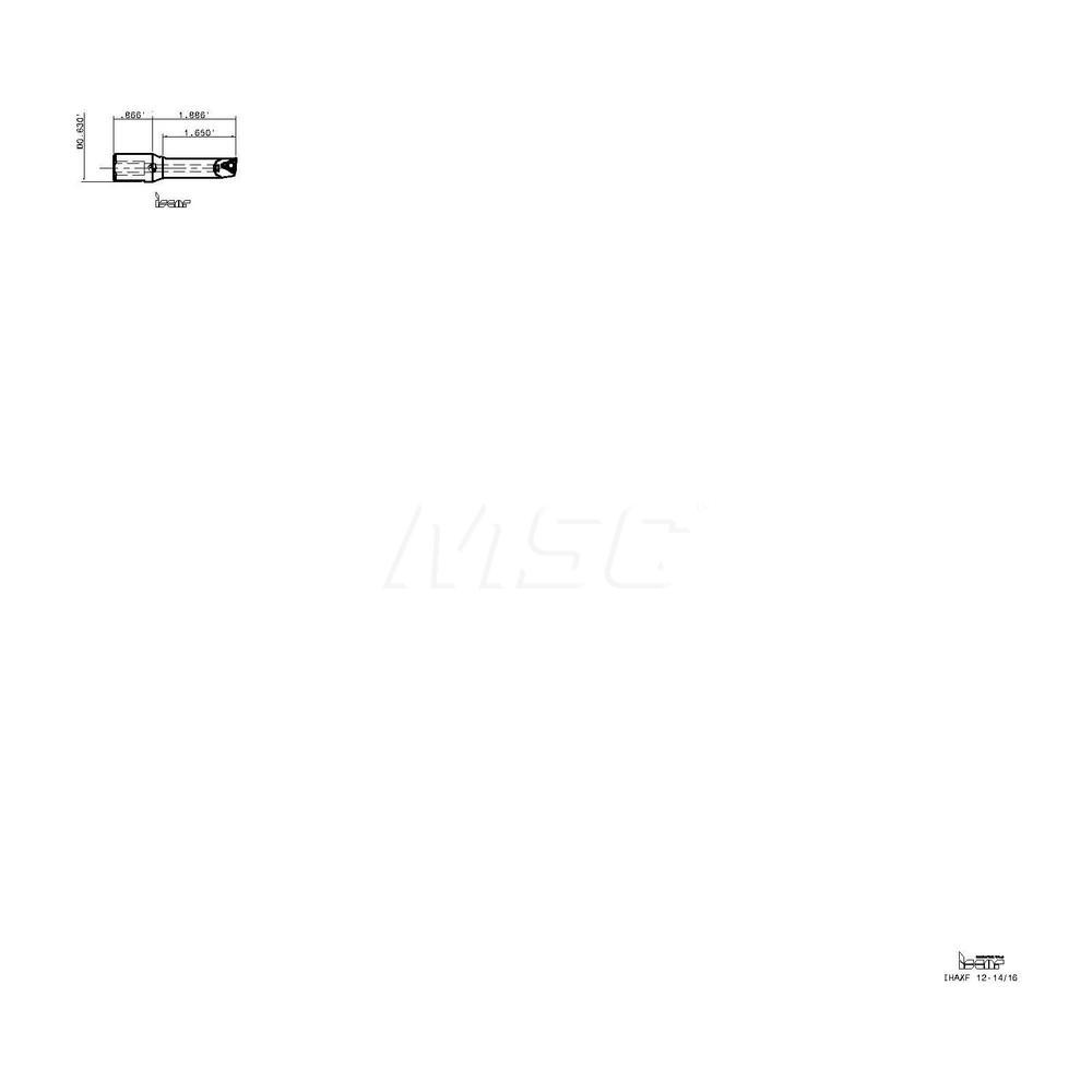 Iscar Indexable Boring Bar: IHAXF12-14/16, 11.99 mm Min Bore, 16.00 mm Shank Dia, 3 deg Lead - 4550705