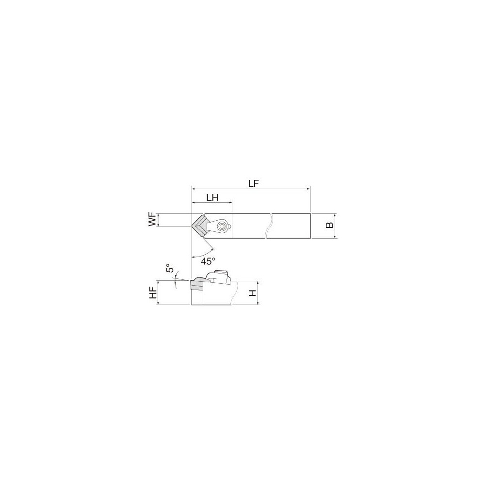 Tungaloy Indexable Turning Toolholder: CSDPN2020K4, 45 deg Lead Angle, Clamp - 6802487