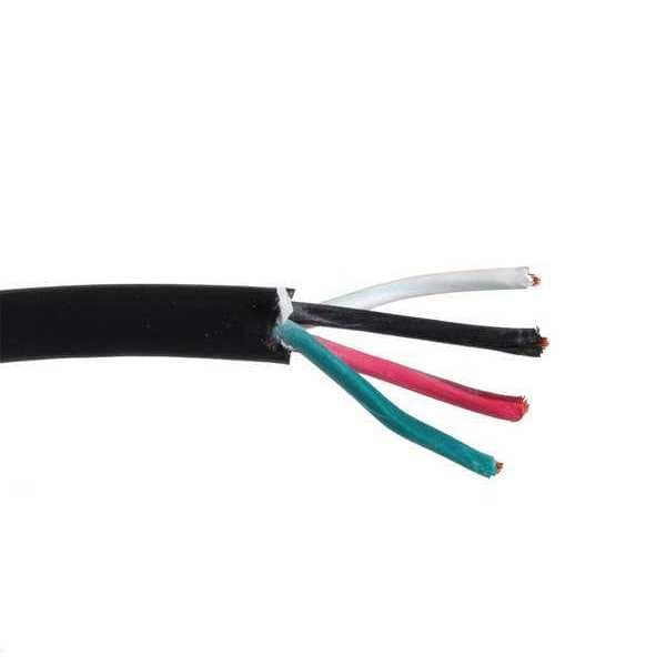 Zoro Select Portable Cord, SOOW, 16 AWG, 4 C, Black, Rubber, Stranded, 600V, Indoor/Outdoor - E3655