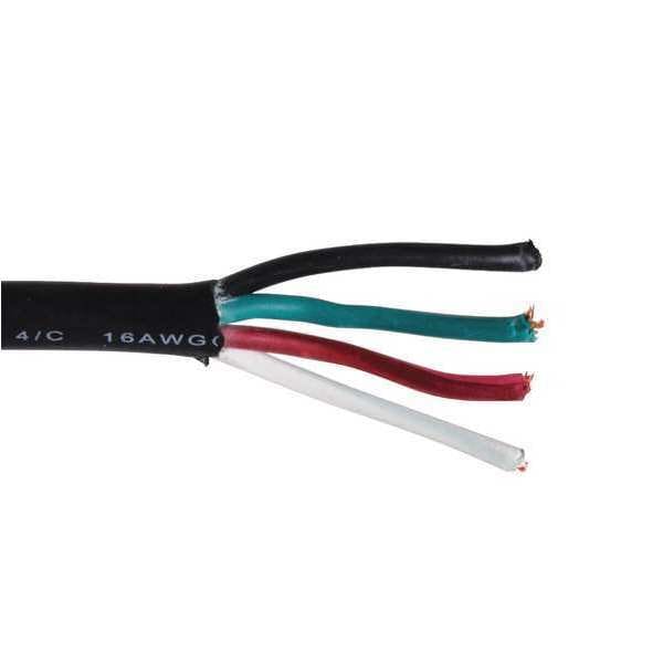 Zoro Select Portable Cord, SJOOW, 16 AWG, 4 C, Black, Rubber, Stranded, 300V, Indoor/Outdoor - E3622