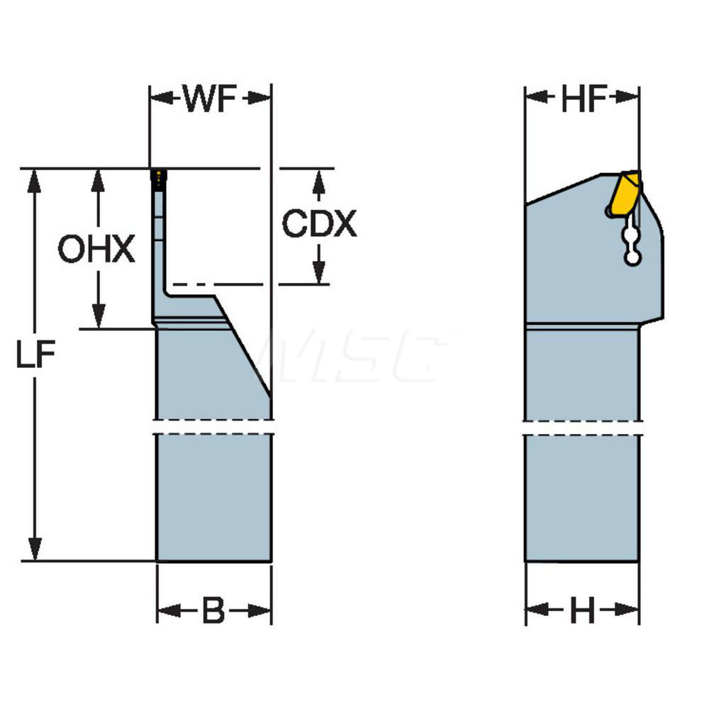 Sandvik Coromant Indexable Grooving Toolholder: QD-RFF1000-16A, External, Right Hand - 6427608