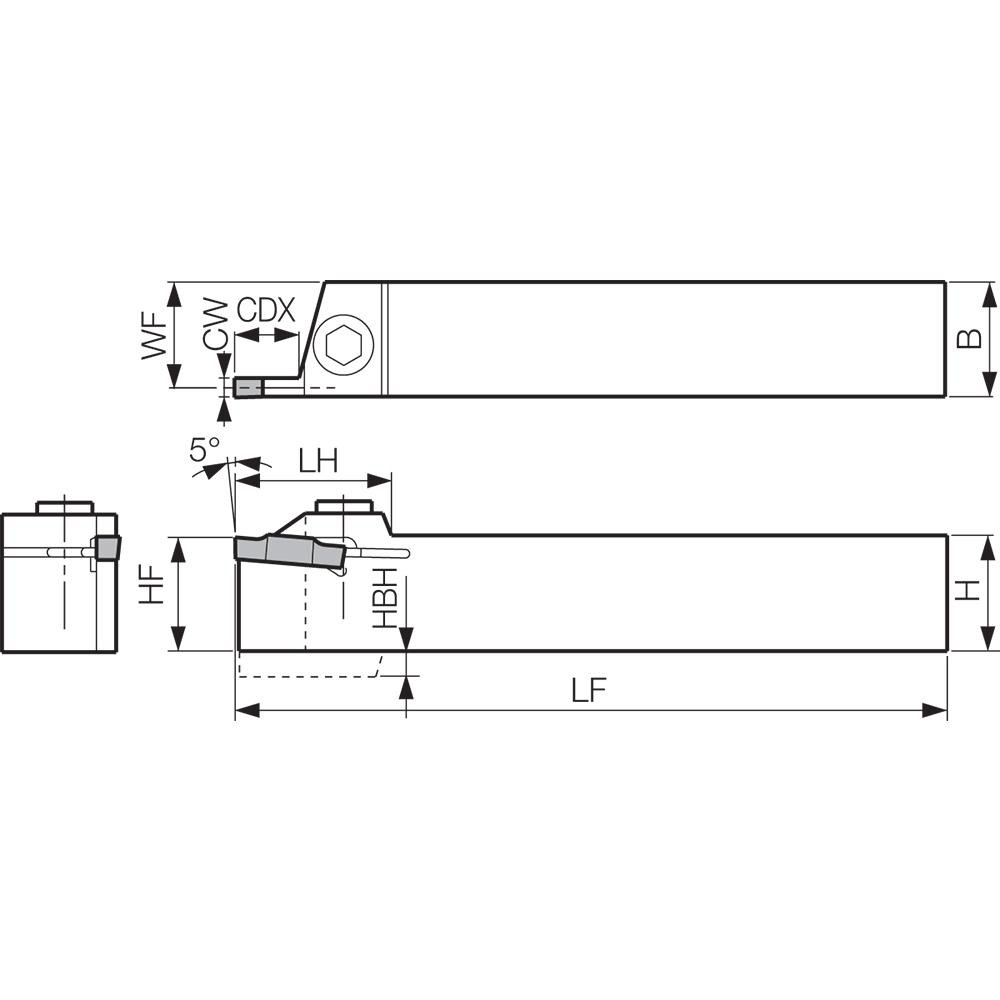 Kyocera Indexable Grooving Toolholder: KGMR1616H3, External, Right Hand - THT00150