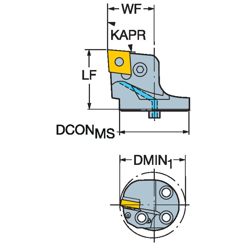 Sandvik Coromant Modular Turning & Profiling Head: Size 25, 28 mm Head Length, Right Hand - 5962602
