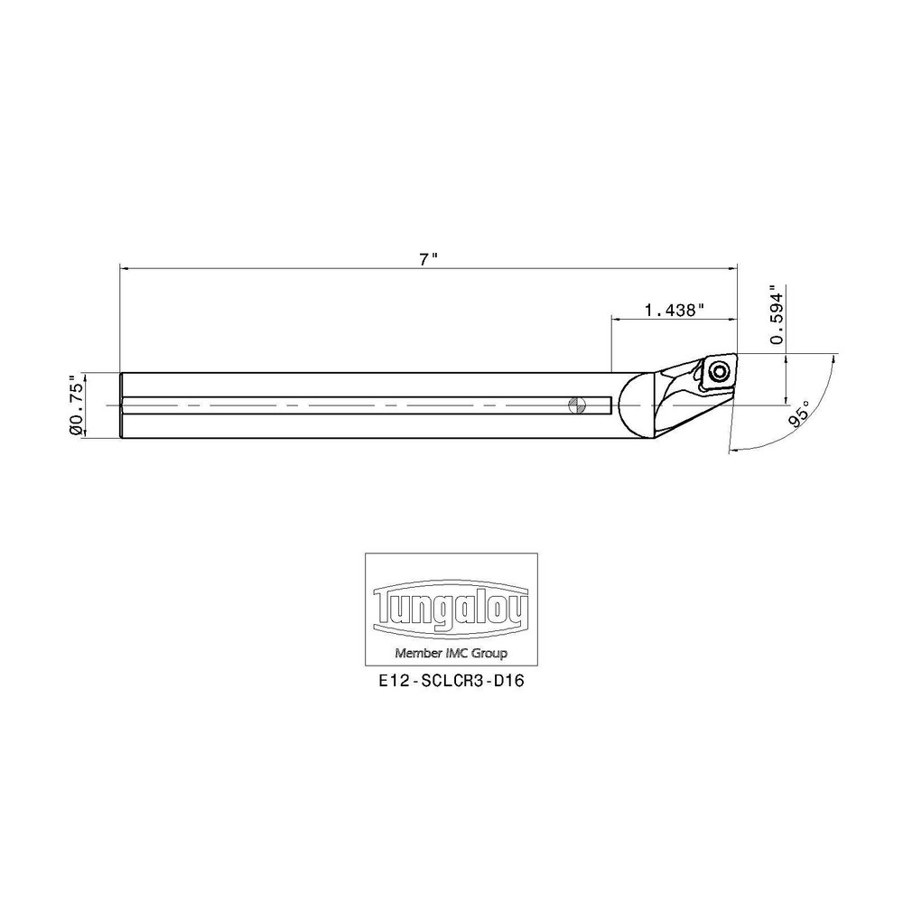 Tungaloy Indexable Boring Bar: CTIR32-3T10-D400, 40 mm Min Bore Dia, Right Hand Cut, 32 mm Shank Dia - 6860831