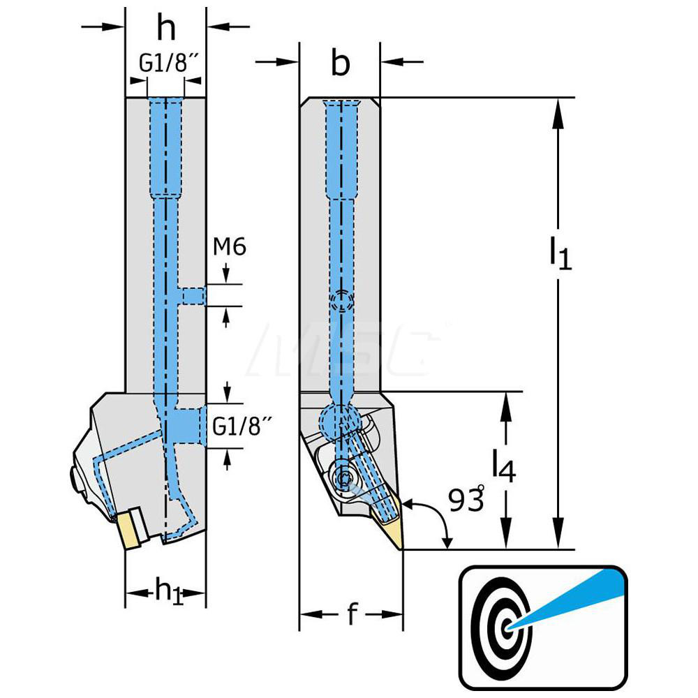 Walter Indexable Turning Toolholder: DVJNR2020X16-P, Clamp - 7031666