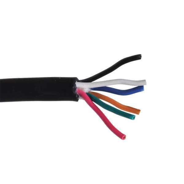 Zoro Select Portable Cord, SOOW, 16 AWG, 6 C, Black, Rubber, Stranded, 600V, Indoor/Outdoor - E3640