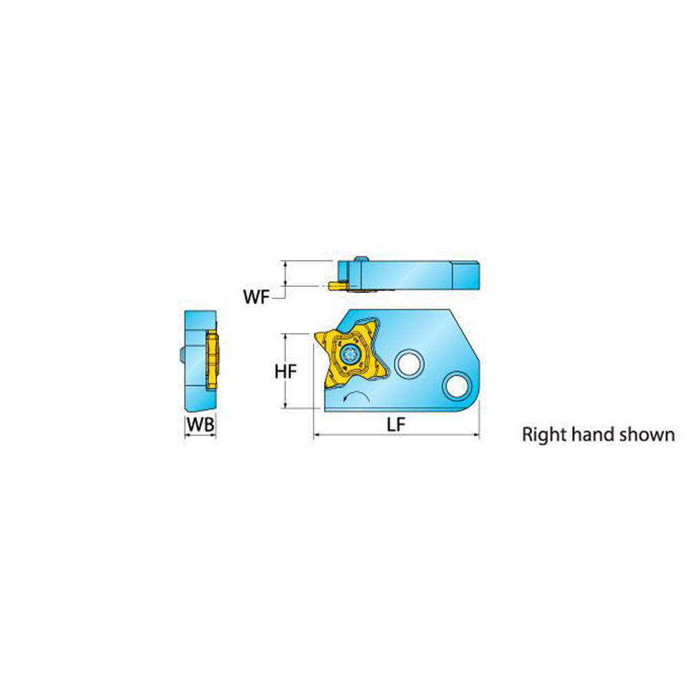 Ingersoll Cutting Tools Indexable Grooving Cartridges: Right Hand, TQC, 34, 0.1690 in - 6216763