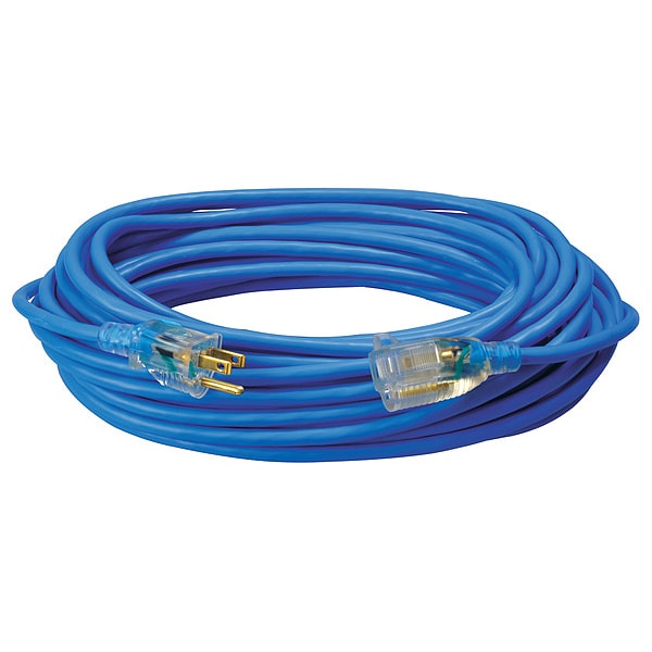 Southwire SJTW Extension Cord, 16 AWG, Outdoor, 16/3, 1 Outlets, 5-15R, Blue, PVC, 5-15P, 50 ft - 2368SW8806