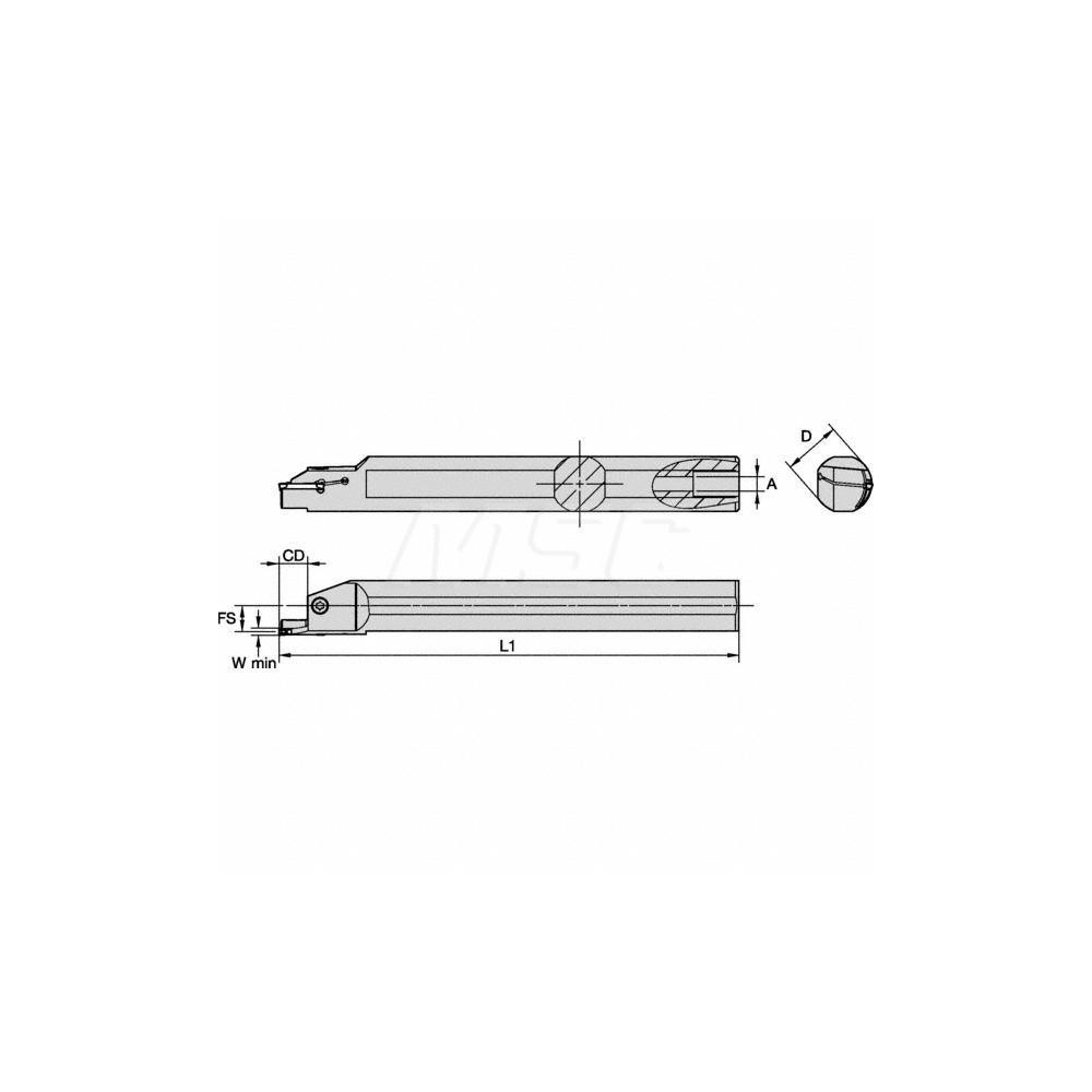 Kennametal Indexable Grooving Toolholder: A16RA4SAR3S14N026036, Internal, Right Hand, 36 mm Max Workpiece Dia - 3871032