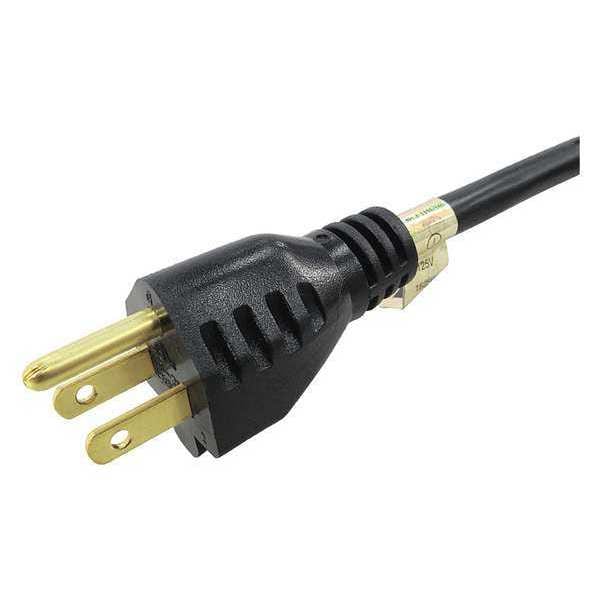 Zoro Select SJTW Extension Cord, 12 AWG, Outdoor, 12/3, 1 Outlets, 5-15R, Black, PVC, 5-15P, 50 ft - 5XFP4ID