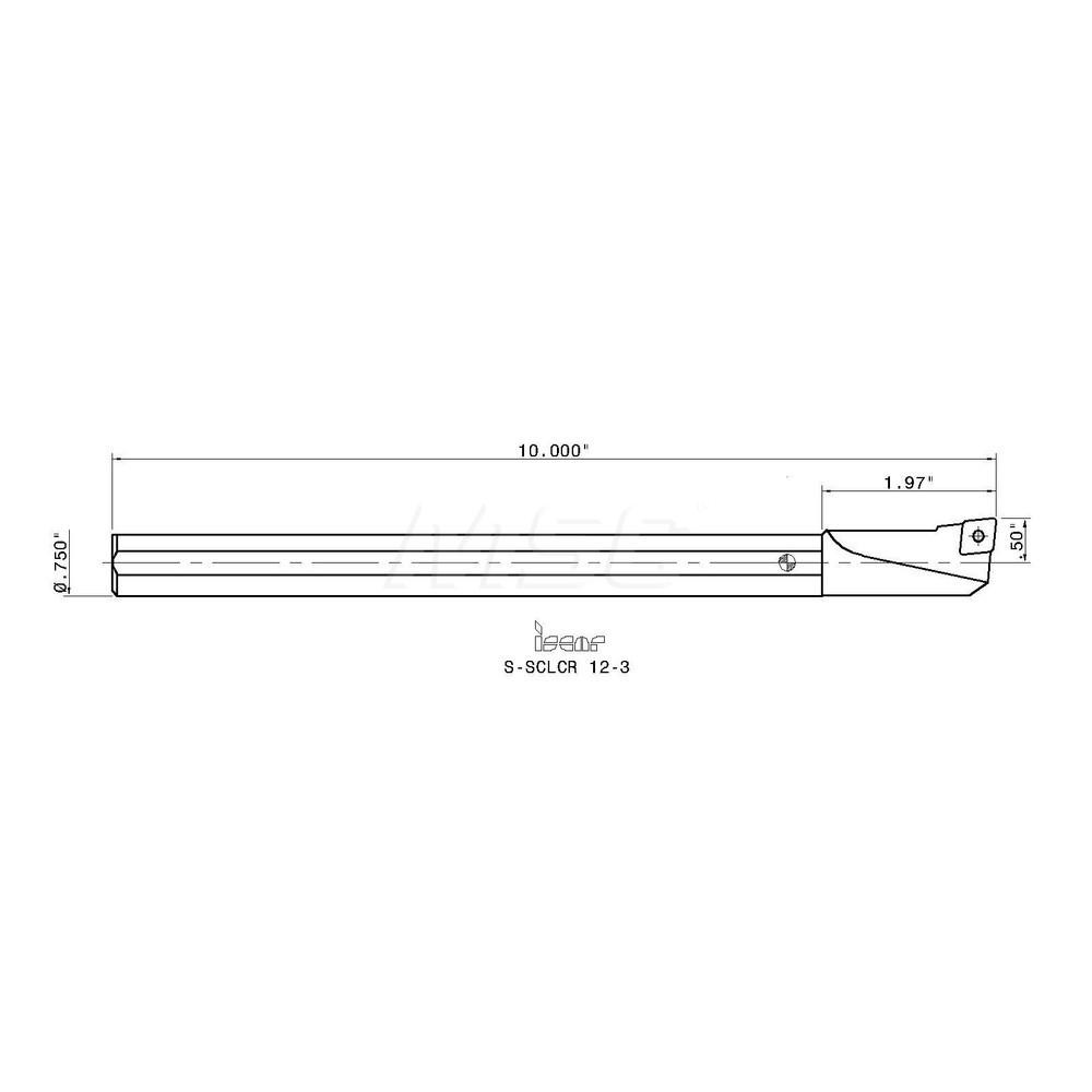 Iscar Indexable Boring Bar: S-SCLCR 12-3, 0.9850" Min Bore, Right Hand, -5 deg Lead, Steel - 3600831