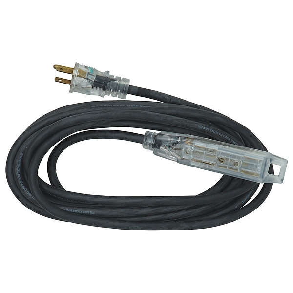 Southwire SJOW Extension Cord, 14 AWG, Outdoor, 14/3, 3 Outlets, 5-15R, Black, TPE, 5-15P, 15 ft - 54533501