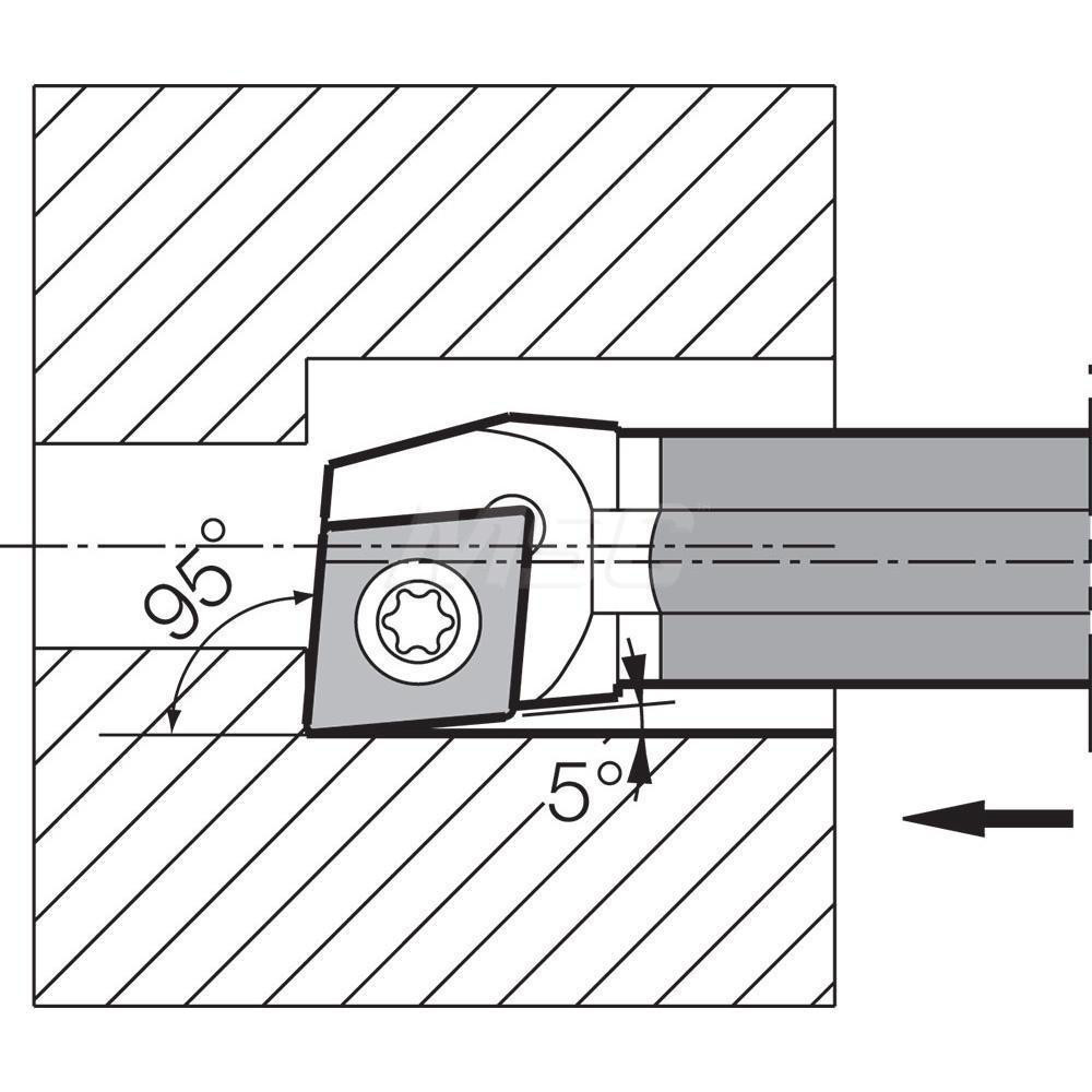 Kyocera Indexable Boring Bar: C06MSCLPR25, 0.4720" Min Bore, Right Hand, 5 deg Lead, Solid Carbide - THC89106