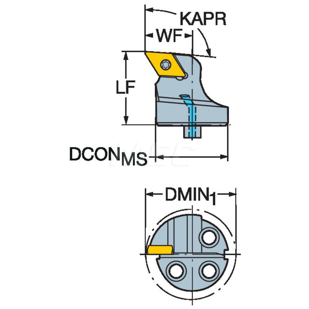 Sandvik Coromant Modular Turning & Profiling Head: Size 40, 32 mm Head Length, Internal, Right Hand - 5764381