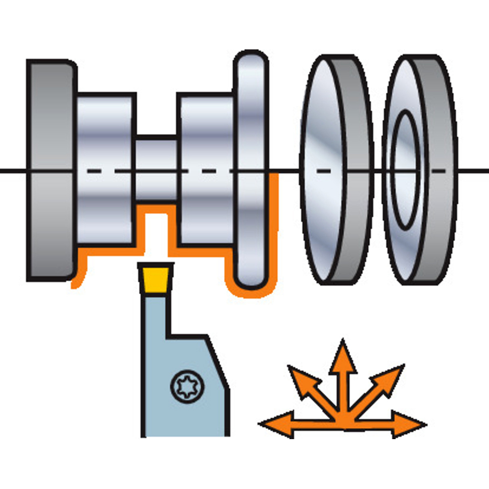 Sandvik Coromant Indexable Grooving & Cut-Off Toolholders: Right Hand, 1.0000, 25.40 - 8196444