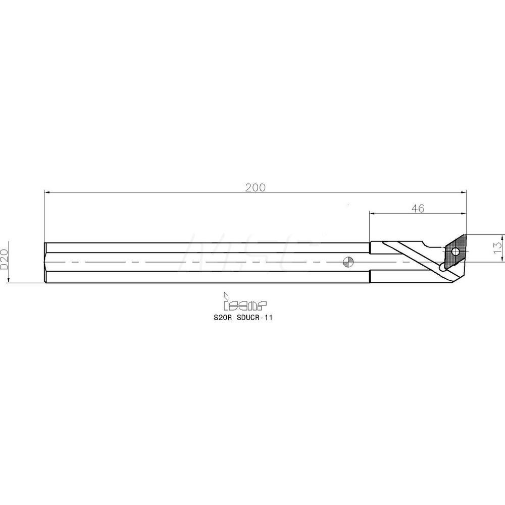 Iscar Indexable Boring Bar: S20RSDUCR11, 25.00 mm Min Bore, Right Hand, 20.00 mm Shank Dia, Steel - 3600917