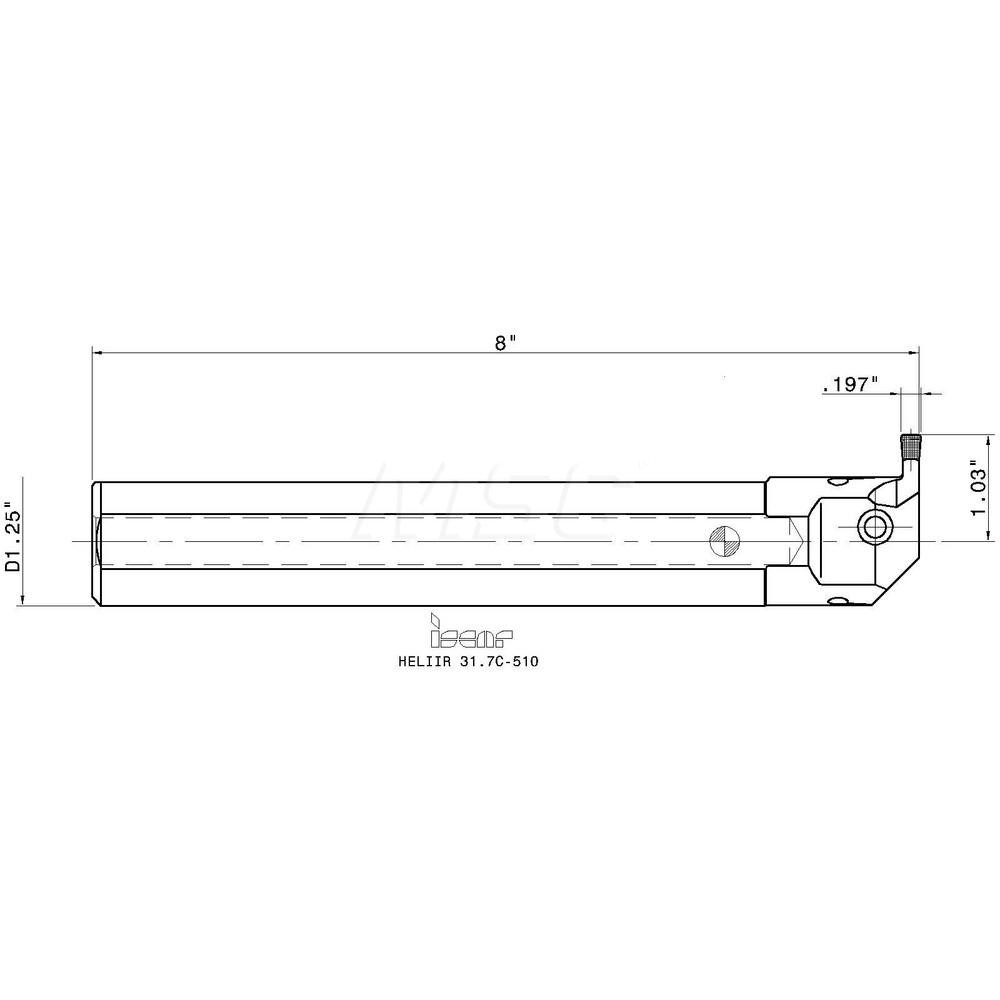 Iscar Indexable Grooving Toolholder: HELIIR 31.7C-510, Internal, Right Hand - 2500484
