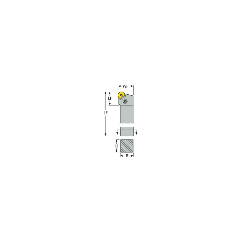 Seco Indexable Turning Toolholder: MRGNR-12-4B, 90.0 deg Lead Angle, Clamp & Pin - 00013087