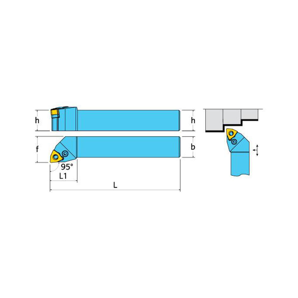 Ingersoll Cutting Tools Indexable Turning Toolholder: HWLNR16-33D, 95.0 deg Lead Angle, Lever - 6134393