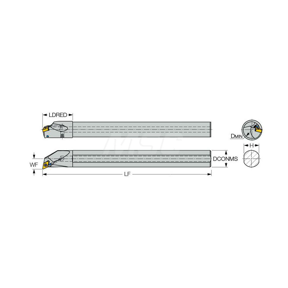 Iscar Indexable Boring Bar: A20R SDXNR-07, 24.00 mm Min Bore, Right Hand, 20.00 mm Shank Dia, 100 deg Lead - 3487875