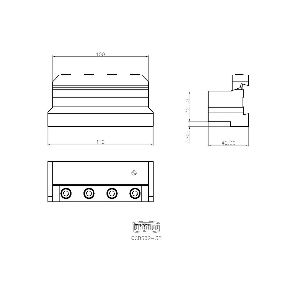 Tungaloy Tool Block Style CCBS, 32mm Blade Height, 42mm OAL, Indexable Cutoff Blade Tool Block - 6816635