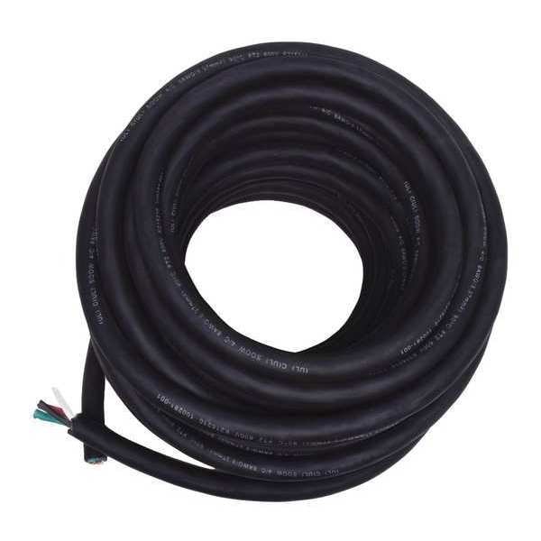 Zoro Select Portable Cord, SOOW, 8 AWG, 4 C, Black, Rubber, Stranded, 600V, Indoor/Outdoor - E3679