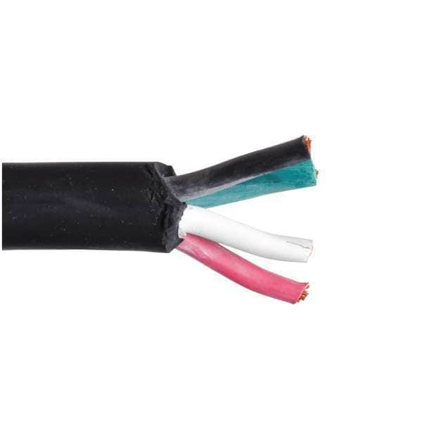 Zoro Select Portable Cord, SOOW, 8 AWG, 4 C, Black, Rubber, Stranded, 600V, Indoor/Outdoor - E3679