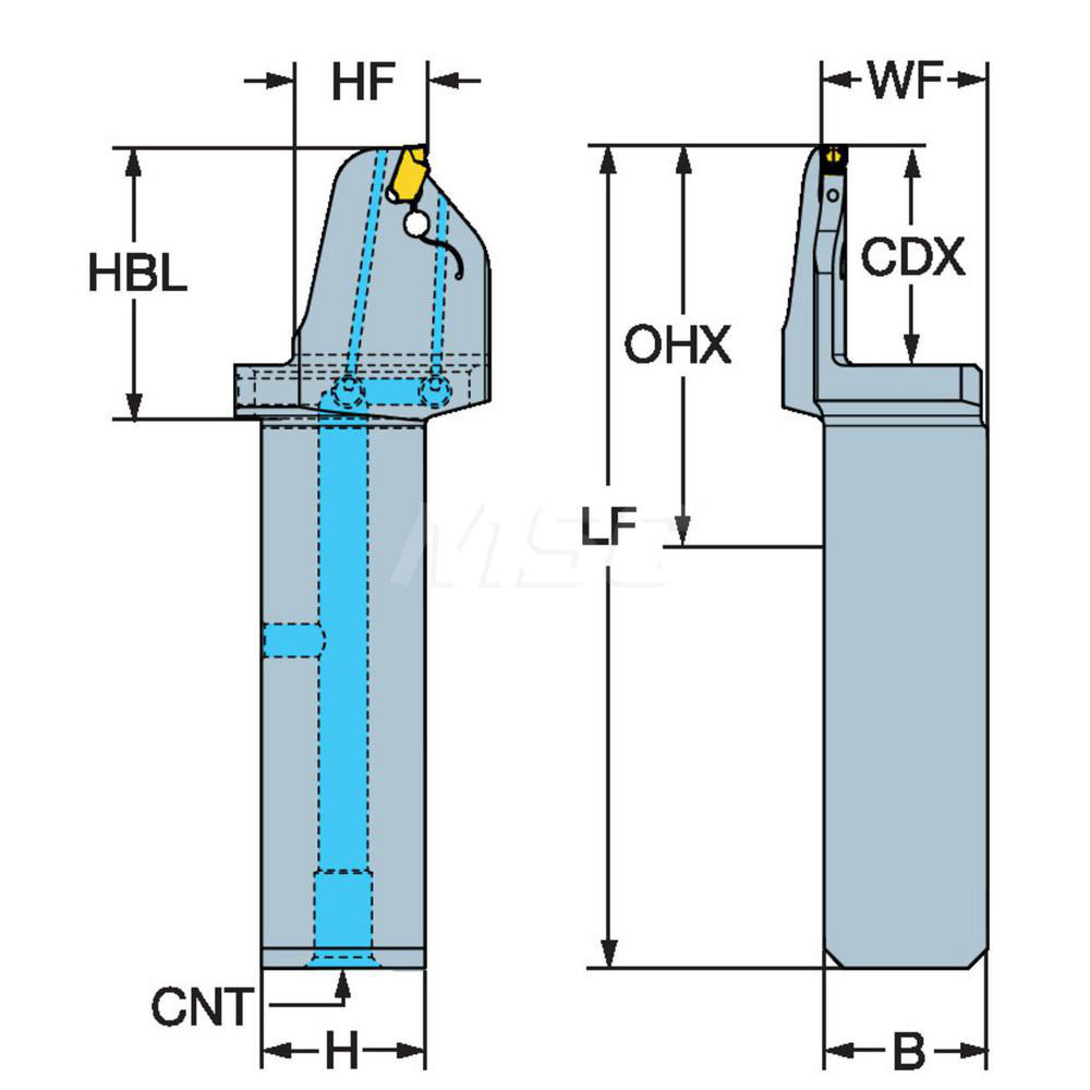 Sandvik Coromant Indexable Grooving Toolholder: QFT-RFH150C16-100B, Right Hand - 7192465