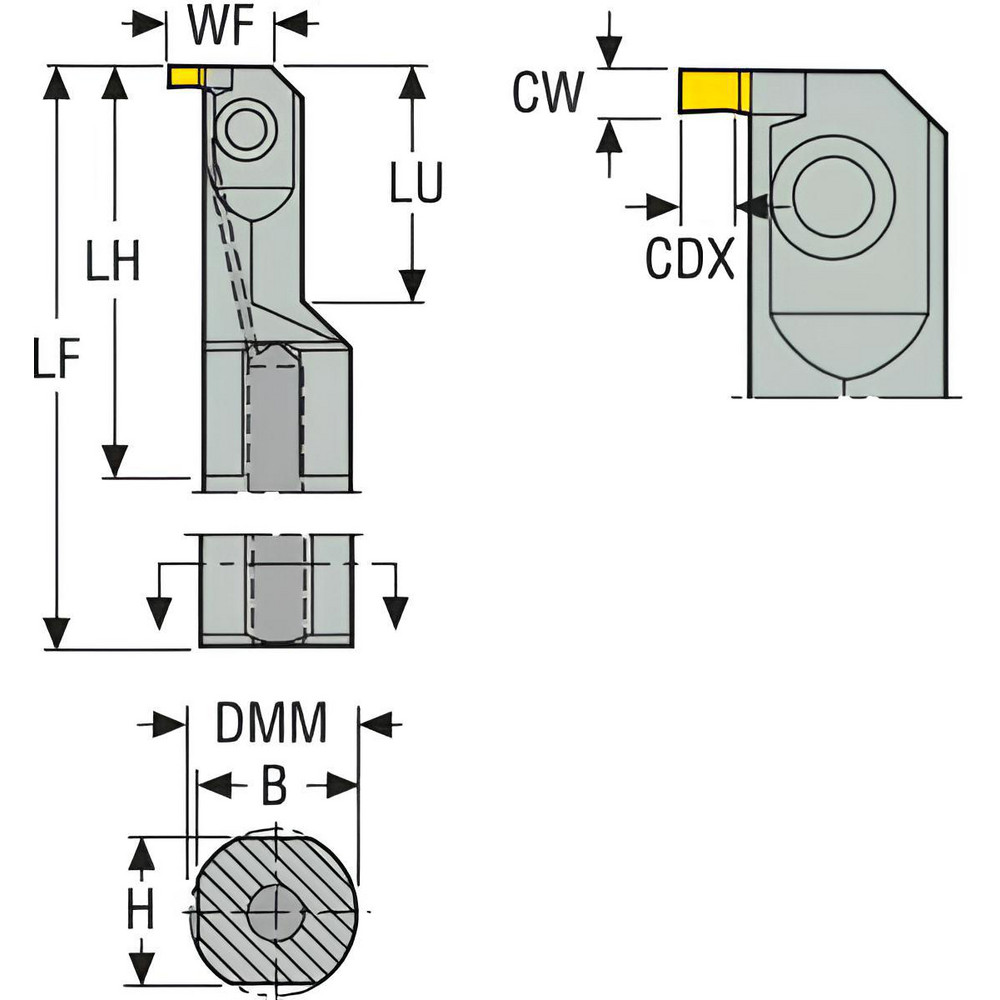 Seco Indexable Boring Bar: A32T-CGJL1303, 32 mm Min Bore Dia, Left Hand Cut, 32 mm Shank Dia, Steel - 00053900