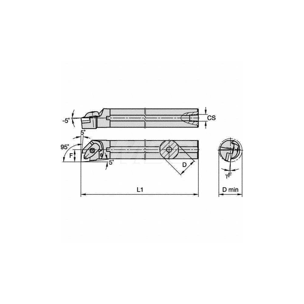 Kennametal Indexable Boring Bar: A40VDCLNL6KC4, 3.0300" Min Bore, Left Hand, -5 deg Lead, Steel - 2408516