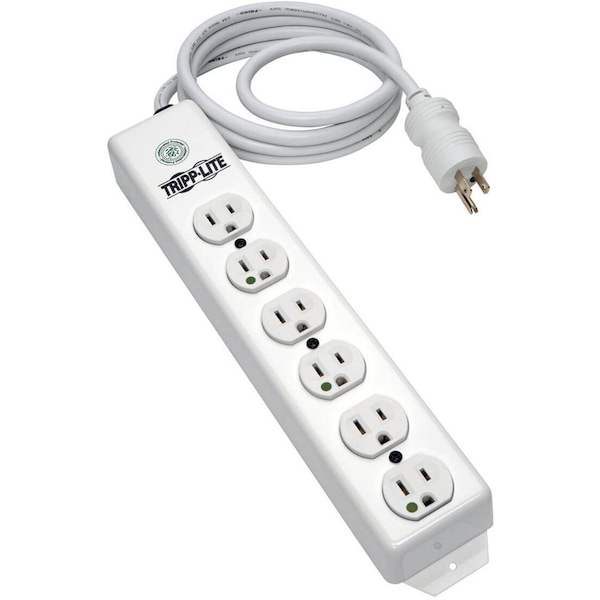Tripp Lite Outlet Strip, 15A, 6 Outlet, 1.5 ft., White - PS-602-HG