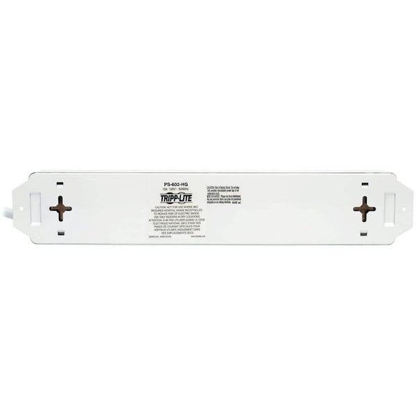 Tripp Lite Outlet Strip, 15A, 6 Outlet, 1.5 ft., White - PS-602-HG