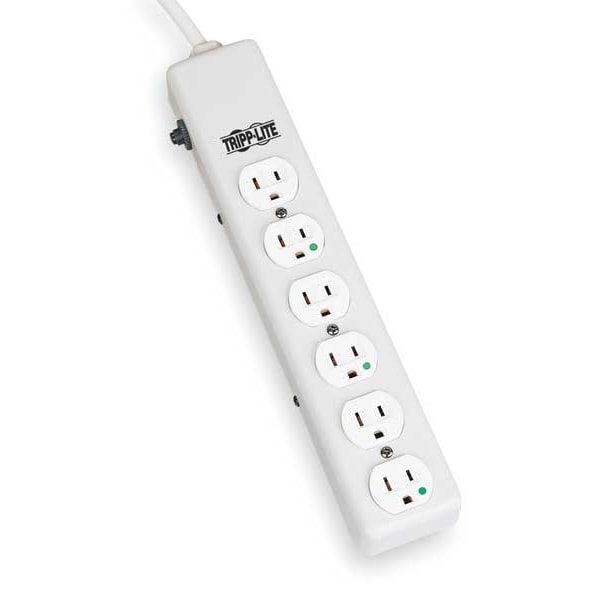 Tripp Lite Outlet Strip, 15A, 6 Outlet, 1.5 ft., White - PS-602-HG
