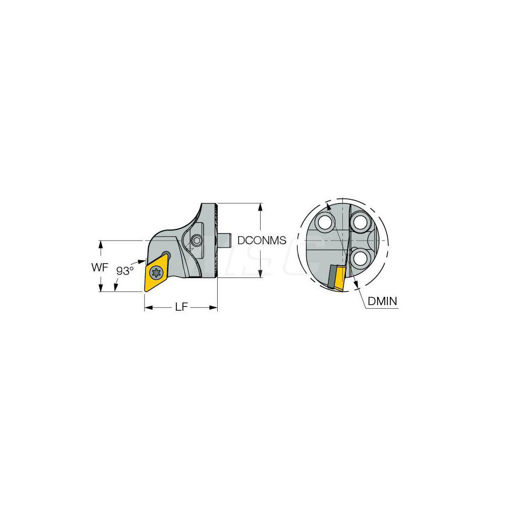 Iscar Replaceable Boring Bar Heads; Compatible Insert Style: DCMT; Insert Style: DC; Compatible Insert Size Code: 3-2-14; Tool Material: Steel; Multi-use Tool: No; Lead Angle: 95 deg; Through Coolant: Normal Pressure; Yes; For Shank Dia: 25 mm; 0.984 in; Cutting Tool Application: Turning - 3331865