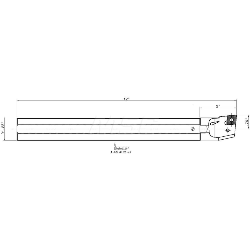 Iscar Indexable Boring Bar: A-PCLNR20-4X, 2.1300" Min Bore, Right Hand, Steel - 3606662
