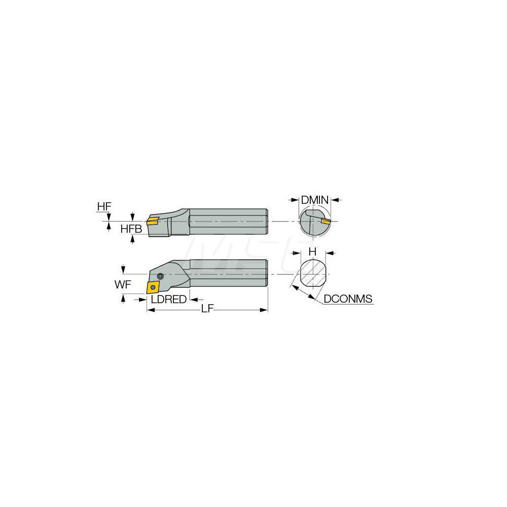Iscar Indexable Boring Bar: A-PCLNR20-4X, 2.1300" Min Bore, Right Hand, Steel - 3606662