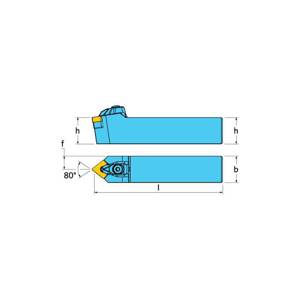 Ingersoll Cutting Tools Indexable Turning Toolholder: TCMNN16-4D, 80.0 deg Lead Angle, Clamp - 3603928