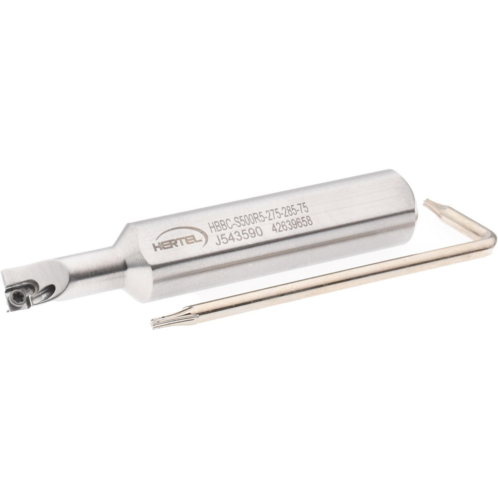 Hertel Indexable Boring Bar: HBBC-S500R5-275-285-75, 0.2850" Min Bore, Right Hand, Steel - H59868315