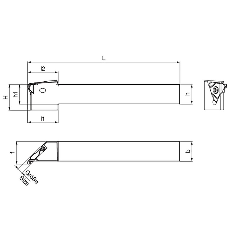 Guhring Indexable Grooving Toolholder: GH30520201254504R, External, Right Hand, 4.00 mm Max Groove Width - 9253620120020