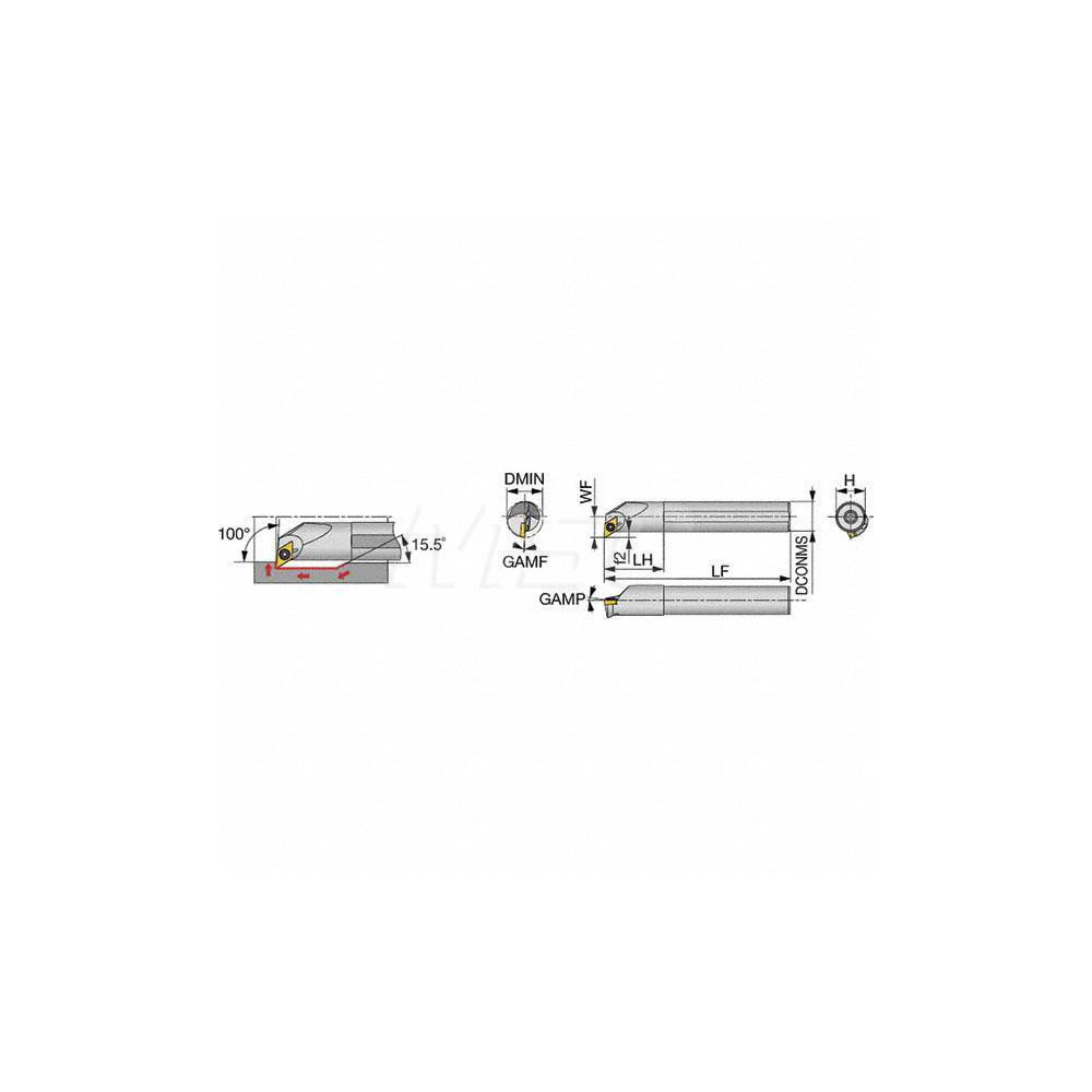 Tungaloy Indexable Boring Bar: A12-SDXXL2-D16, 1.0000" Min Bore, Left Hand, 100 deg Lead, Steel - 6990718