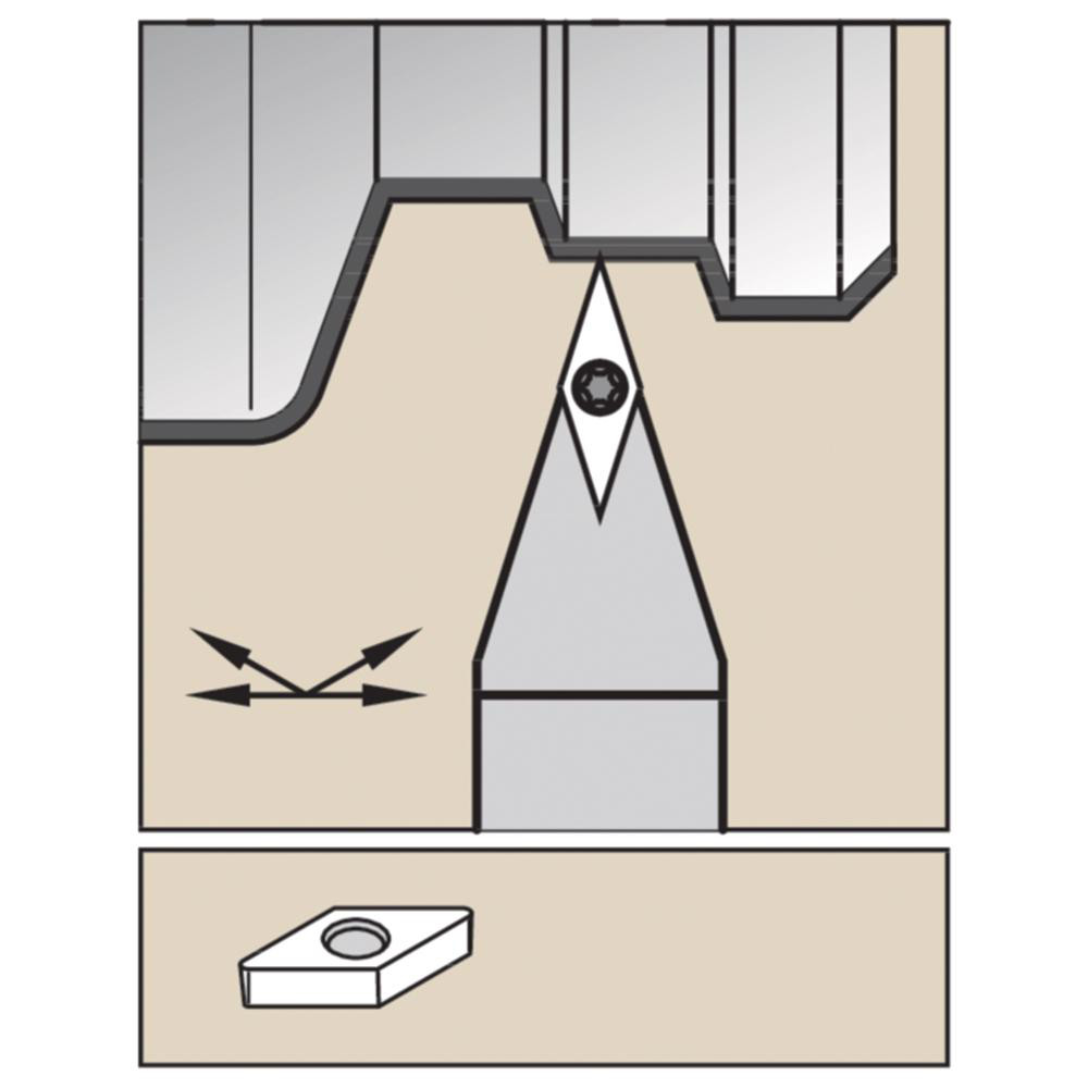 Widia Indexable Turning Toolholder: SVVBN163, 72.500 deg Lead Angle, Screw - 2951377