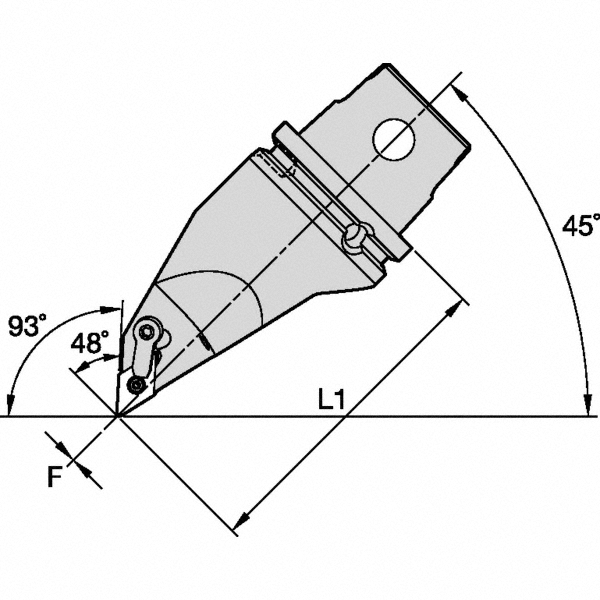 Kennametal Modular Turning & Profiling Head: Size KM63, 115 mm Head Length, Right Hand - 3487461
