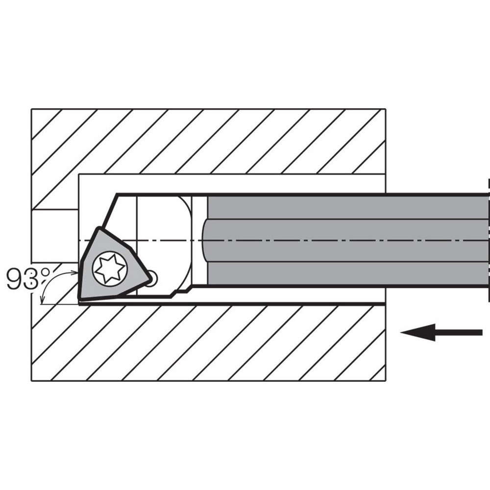 Kyocera Indexable Boring Bar: C0325KSWUBL12, 0.2400" Min Bore, Left Hand, Steel & Solid Carbide - THC89123