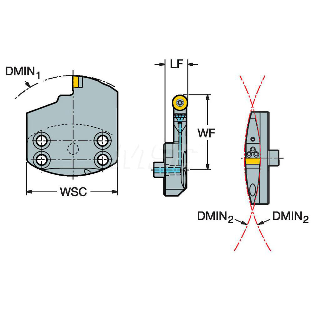 Sandvik Coromant Modular Grooving Head: Left Hand, System Size 70, Uses SL70-SRDCR/L..HP Inserts - 5923428