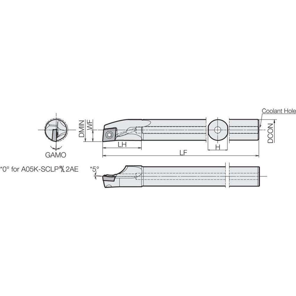 Kyocera Indexable Boring Bar: A16TSCLPR3AE, 30.48 mm Min Bore, Right Hand, Steel - THC14010
