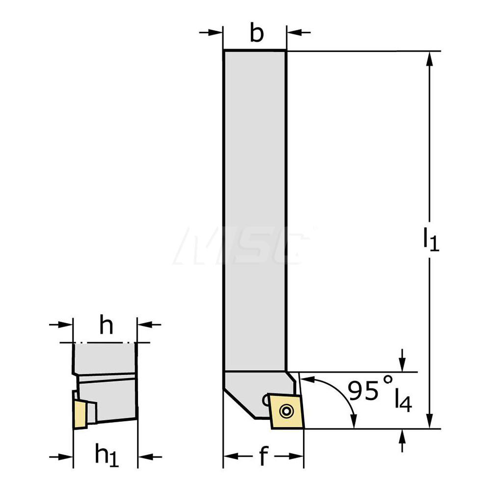 Walter Indexable Turning Toolholder: SCLCL20-4D, 95.0 deg Lead Angle, Screw - 5028444