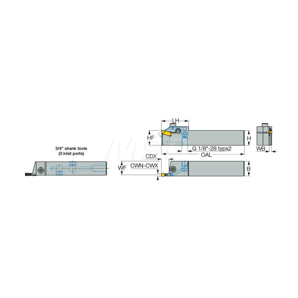Iscar Indexable Grooving Toolholder: GHDL25.4-3-JHP, External, Left Hand - 2801794